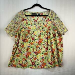 Gaviota Casuals Vintage Floral Blouse Women’s Plus Size 3X Cottage Granny Core
